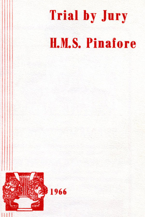 Trial By Jury/HMS Pinafore programme cover (1966)